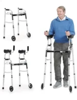 OasisSpace Folding Standard Walker | 5" Wheels, Removable Padded Armrests & Support