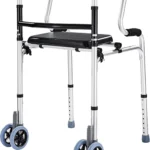 Heavy-Duty Folding Walker with Seat & Wheels | Auto-Brake, 390lb Capacity