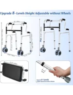 Heavy-Duty Folding Walker with Seat & Wheels | Auto-Brake, 390lb Capacity - Image 2