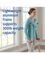 Medline Lightweight Aluminum Red Dot Crutches | Adult Walking Aid, 300lb Capacity - Image 2