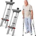 Geiserailie Lightweight Aluminum Underarm Crutches (Pair) | Height Adjustable, 300 lbs Capacity