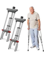 Geiserailie Lightweight Aluminum Underarm Crutches (Pair) | Height Adjustable, 300 lbs Capacity