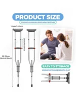 Geiserailie Lightweight Aluminum Underarm Crutches (Pair) | Height Adjustable, 300 lbs Capacity - Image 2