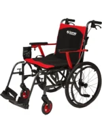 Journey SoLite C2 Ultra Lightweight Wheelchair for Adults – Foldable, Portable Manual Chair for Seniors – Frame Weighs Only 14 lbs – Patterned Frame with Red Trim