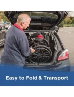 Journey SoLite C2 Ultra Lightweight Wheelchair for Adults – Foldable, Portable Manual Chair for Seniors – Frame Weighs Only 14 lbs – Patterned Frame with Red Trim - Image 2