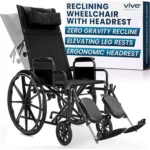 Vive Mobility Reclining Wheelchair with Elevating Leg Rests - Heavy Duty Recliner Wheel Chair for Seniors & Adults -Wide 18" Seat, up to 300lbs -High Back, w/Leg & Head Support -Comfortable Headrest