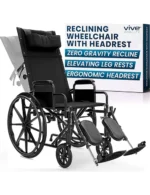 Vive Mobility Reclining Wheelchair with Elevating Leg Rests - Heavy Duty Recliner Wheel Chair for Seniors & Adults -Wide 18" Seat, up to 300lbs -High Back, w/Leg & Head Support -Comfortable Headrest