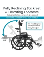 Vive Mobility Reclining Wheelchair with Elevating Leg Rests - Heavy Duty Recliner Wheel Chair for Seniors & Adults -Wide 18" Seat, up to 300lbs -High Back, w/Leg & Head Support -Comfortable Headrest - Image 2