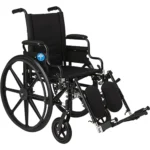 Medline Premium Ultra-Lightweight Wheelchair with Flip-Back Desk Arms and Elevating Leg Rests for Extra Comfort, Black, 16” x 16" Seat