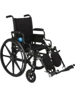 Medline Premium Ultra-Lightweight Wheelchair with Flip-Back Desk Arms and Elevating Leg Rests for Extra Comfort, Black, 16” x 16" Seat