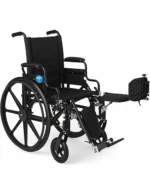 Medline Premium Ultra-Lightweight Wheelchair with Flip-Back Desk Arms and Elevating Leg Rests for Extra Comfort, Black, 16” x 16" Seat - Image 2
