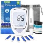 Glucose Monitor Kit, High Accuracy Blood Sugar Testing Kit with 100 Glucometer Strips & 100 Lancets, Larger-Screen Glucose Monitor with Lancing Devices, No Coding, Portable for Home or Travel