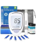 Glucose Monitor Kit, High Accuracy Blood Sugar Testing Kit with 100 Glucometer Strips & 100 Lancets, Larger-Screen Glucose Monitor with Lancing Devices, No Coding, Portable for Home or Travel