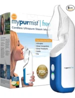 Mypurmist Free Ultrapure Cordless Steam Inhaler - Handheld Personal & Battery-Powered Steamer, Vaporizer & Humidifier for Sinus Relief, Nasal Congestion, Cold & Cough, Vocal Care